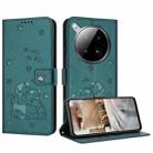 For Infinix Zero 40 4G / Zero 40 5G Embossed Kitten Phone Leather Case with Lanyard(Dark Green) - 1