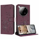 For Infinix Zero 40 4G / Zero 40 5G Embossed Kitten Phone Leather Case with Lanyard(Wine Red) - 1