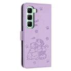 For Infinix Hot 50 Pro+ 4G Embossed Kitten Phone Leather Case with Lanyard(Purple) - 3