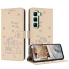 For Infinix Hot 50 Pro+ 4G Embossed Kitten Phone Leather Case with Lanyard(Beige) - 1