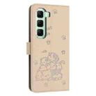 For Infinix Hot 50 Pro+ 4G Embossed Kitten Phone Leather Case with Lanyard(Beige) - 3