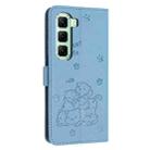 For Infinix Hot 50 Pro+ 4G Embossed Kitten Phone Leather Case with Lanyard(Blue) - 3