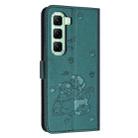 For Infinix Hot 50 Pro+ 4G Embossed Kitten Phone Leather Case with Lanyard(Dark Green) - 3