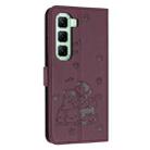 For Infinix Hot 50 Pro+ 4G Embossed Kitten Phone Leather Case with Lanyard(Wine Red) - 3
