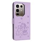For Infinix Note 50 4G / 50 Pro 4G Embossed Kitten Phone Leather Case with Lanyard(Purple) - 3