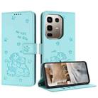 For Infinix Note 50 4G / 50 Pro 4G Embossed Kitten Phone Leather Case with Lanyard(Mint Green) - 1