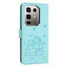 For Infinix Note 50 4G / 50 Pro 4G Embossed Kitten Phone Leather Case with Lanyard(Mint Green) - 3