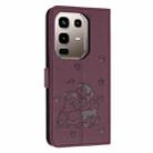 For Infinix Note 50s Embossed Kitten Phone Leather Case with Lanyard(Wine Red) - 3
