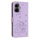 For Infinix Smart 10 4G Embossed Kitten Phone Leather Case with Lanyard(Purple) - 3
