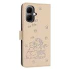 For Infinix Smart 10 4G Embossed Kitten Phone Leather Case with Lanyard(Beige) - 3