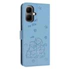 For Infinix Smart 10 4G Embossed Kitten Phone Leather Case with Lanyard(Blue) - 3