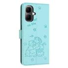 For Infinix Smart 10 4G Embossed Kitten Phone Leather Case with Lanyard(Mint Green) - 3