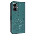 For Infinix Smart 10 4G Embossed Kitten Phone Leather Case with Lanyard(Dark Green) - 3