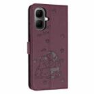 For Infinix Smart 10 4G Embossed Kitten Phone Leather Case with Lanyard(Wine Red) - 3