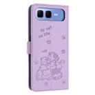 For Infinix Smart 10 Plus 4G Embossed Kitten Phone Leather Case with Lanyard(Purple) - 3
