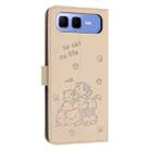 For Infinix Smart 10 Plus 4G Embossed Kitten Phone Leather Case with Lanyard(Beige) - 3