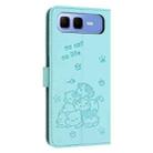 For Infinix Smart 10 Plus 4G Embossed Kitten Phone Leather Case with Lanyard(Mint Green) - 3