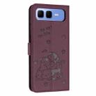 For Infinix Smart 10 Plus 4G Embossed Kitten Phone Leather Case with Lanyard(Wine Red) - 3