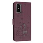 For Infinix GT 30 Pro 5G Embossed Kitten Phone Leather Case with Lanyard(Wine Red) - 3