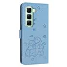 For Infinix Hot 60 Pro 4G Embossed Kitten Phone Leather Case with Lanyard(Blue) - 3