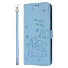 For Xiaomi Poco M6 Pro 5G Embossed Kitten Phone Leather Case with Lanyard(Blue) - 2