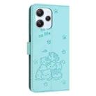 For Xiaomi Poco M6 Pro 5G Embossed Kitten Phone Leather Case with Lanyard(Mint Green) - 3