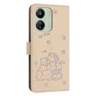 For Xiaomi Poco C65 / Poco M6 5G Embossed Kitten Phone Leather Case with Lanyard(Beige) - 3