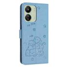 For Xiaomi Poco C65 / Poco M6 5G Embossed Kitten Phone Leather Case with Lanyard(Blue) - 3