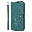For Xiaomi Poco C65 / Poco M6 5G Embossed Kitten Phone Leather Case with Lanyard(Dark Green) - 2