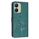 For Xiaomi Poco C65 / Poco M6 5G Embossed Kitten Phone Leather Case with Lanyard(Dark Green) - 3