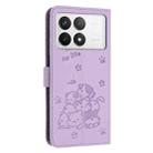 For Xiaomi Poco F6 Pro 5G Embossed Kitten Phone Leather Case with Lanyard(Purple) - 3