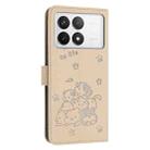 For Xiaomi Poco F6 Pro 5G Embossed Kitten Phone Leather Case with Lanyard(Beige) - 3