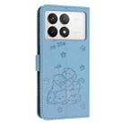 For Xiaomi Poco F6 Pro 5G Embossed Kitten Phone Leather Case with Lanyard(Blue) - 3