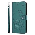 For Xiaomi Poco F6 Pro 5G Embossed Kitten Phone Leather Case with Lanyard(Dark Green) - 2