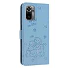 For Xiaomi Poco M5s 4G Global Embossed Kitten Phone Leather Case with Lanyard(Blue) - 3