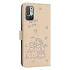 For Xiaomi Poco M3 Pro 5G Embossed Kitten Phone Leather Case with Lanyard(Beige) - 3