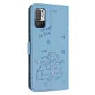 For Xiaomi Poco M3 Pro 5G Embossed Kitten Phone Leather Case with Lanyard(Blue) - 3