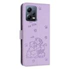 For Xiaomi Poco X5 5G Embossed Kitten Phone Leather Case with Lanyard(Purple) - 3