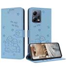 For Xiaomi Poco X5 5G Embossed Kitten Phone Leather Case with Lanyard(Blue) - 1