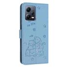 For Xiaomi Poco X5 5G Embossed Kitten Phone Leather Case with Lanyard(Blue) - 3