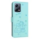 For Xiaomi Poco X5 5G Embossed Kitten Phone Leather Case with Lanyard(Mint Green) - 3