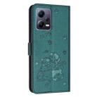 For Xiaomi Poco X5 Pro 5G Embossed Kitten Phone Leather Case with Lanyard(Dark Green) - 3