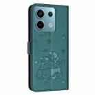 For Xiaomi Poco X6 5G Embossed Kitten Phone Leather Case with Lanyard(Dark Green) - 3