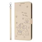 For Xiaomi Poco M6 Pro 4G Embossed Kitten Phone Leather Case with Lanyard(Beige) - 2