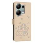 For Xiaomi Poco M6 Pro 4G Embossed Kitten Phone Leather Case with Lanyard(Beige) - 3