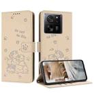 For Xiaomi 13T / 13T Pro Embossed Kitten Phone Leather Case with Lanyard(Beige) - 1