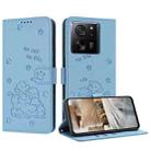 For Xiaomi 13T / 13T Pro Embossed Kitten Phone Leather Case with Lanyard(Blue) - 1