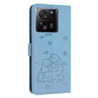 For Xiaomi 13T / 13T Pro Embossed Kitten Phone Leather Case with Lanyard(Blue) - 3