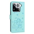 For Xiaomi 15 Pro Embossed Kitten Phone Leather Case with Lanyard(Mint Green) - 3