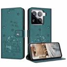 For Xiaomi 15 Pro Embossed Kitten Phone Leather Case with Lanyard(Dark Green) - 1
